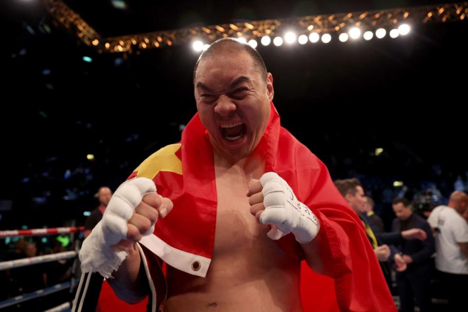 Zhilei Zhang knocked out Deontay Wilder in the fifth round of their fight in Saudi Arabia (PA Archive)