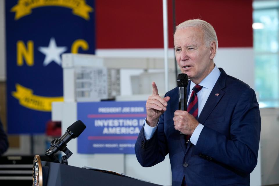 President Joe Biden speaks at Nash Community College in Rocky Mount, N.C., Friday, June 9, 2023.