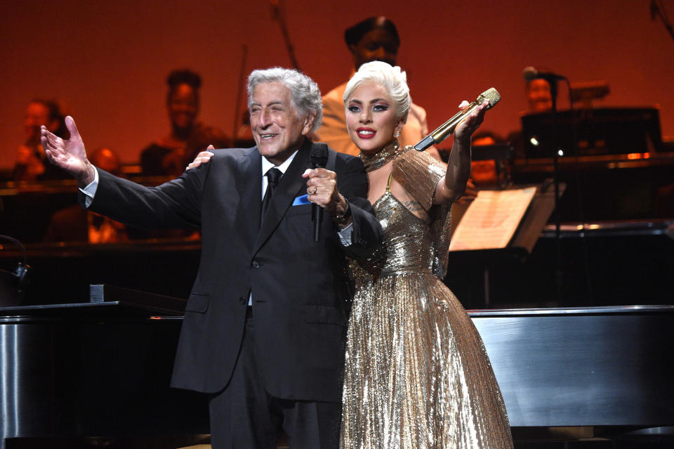 Tony Bennett and Lady Gaga perform live at Radio City Music Hall in 2021