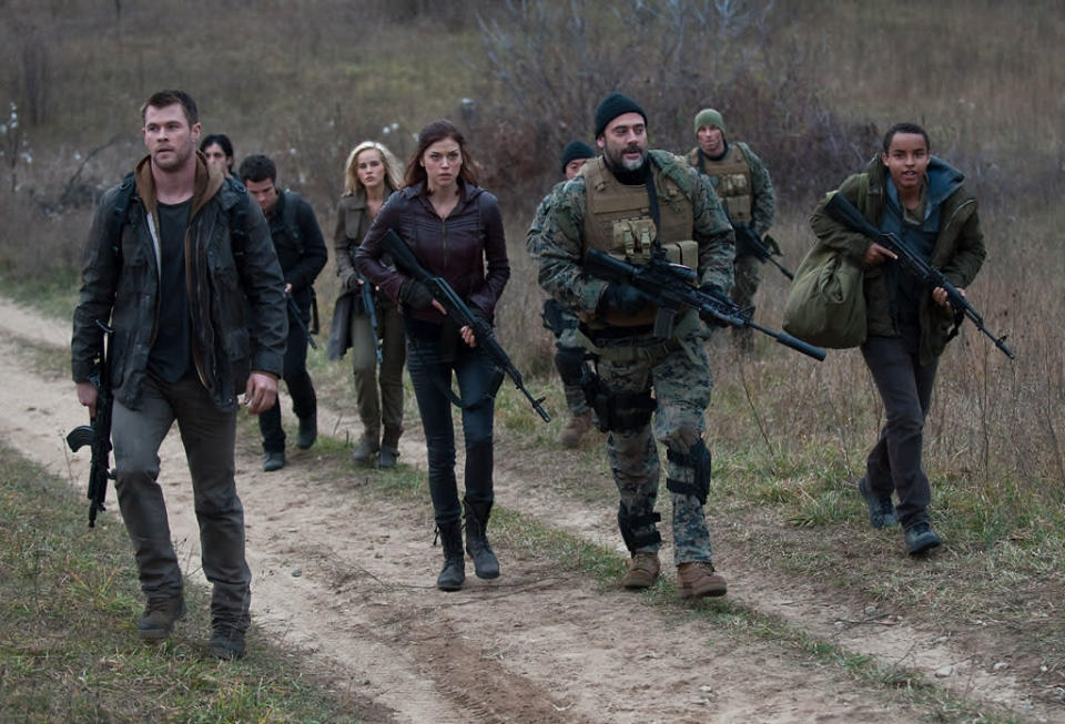 Chris Hemsworth. Jeffrey Dean Morgan, Josh Hutcherson, Isabel Lucas and Adrianne Palicki in Open Road Film's "Red Dawn" - 2012