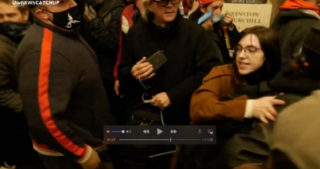 Riley June Williams seen on Jan. 6 during the storming of the Capitol in Washington.