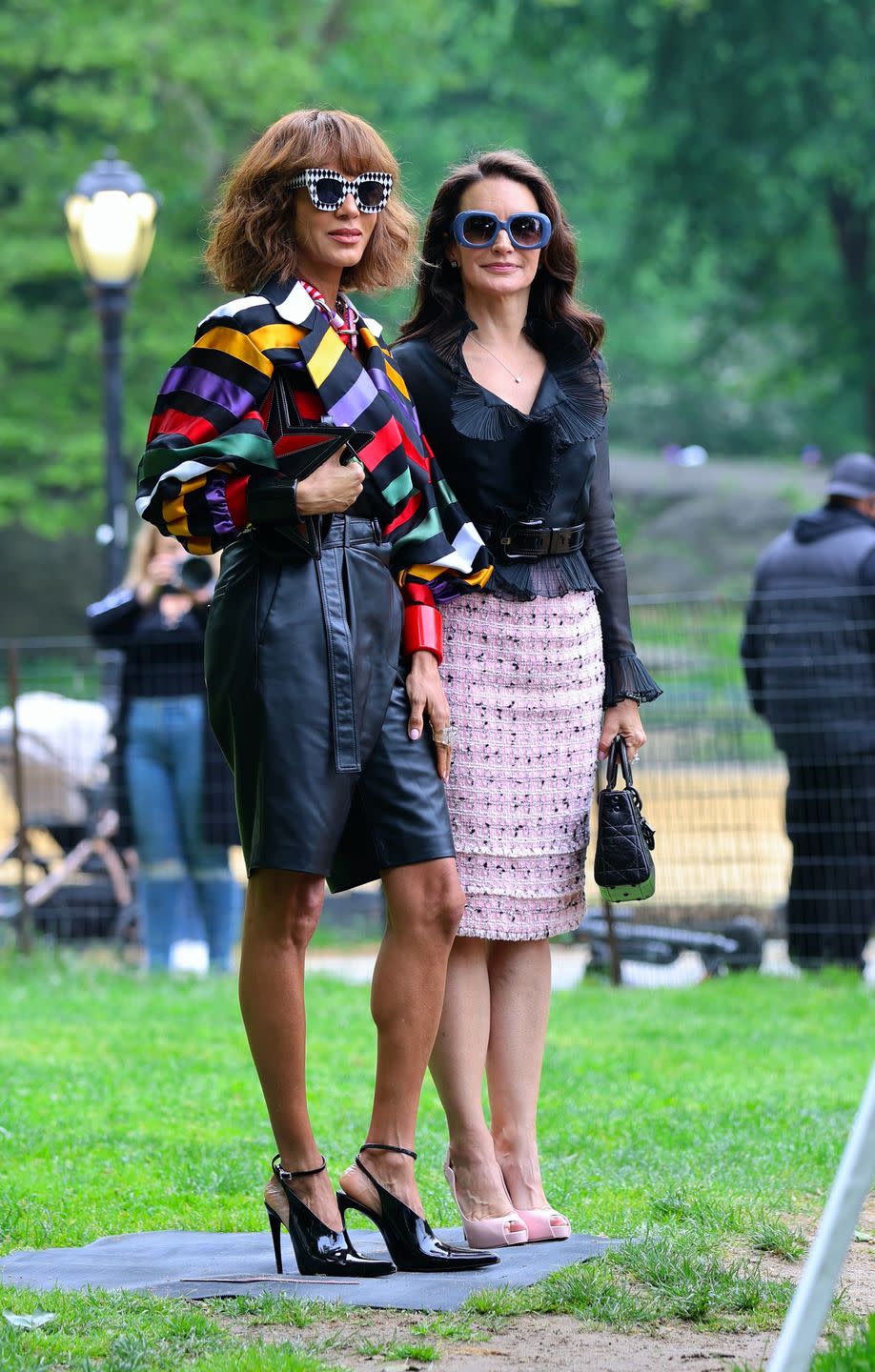 new york, ny may 13 nicole ari parker and kristin davis are seen on the set of and just like that in central park on may 13, 2024 in new york city photo by jose perezbauer griffingc images