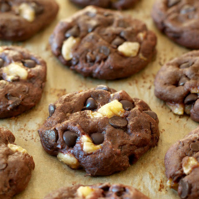 Soft and Chewy Double Chocolate Banana Cookies