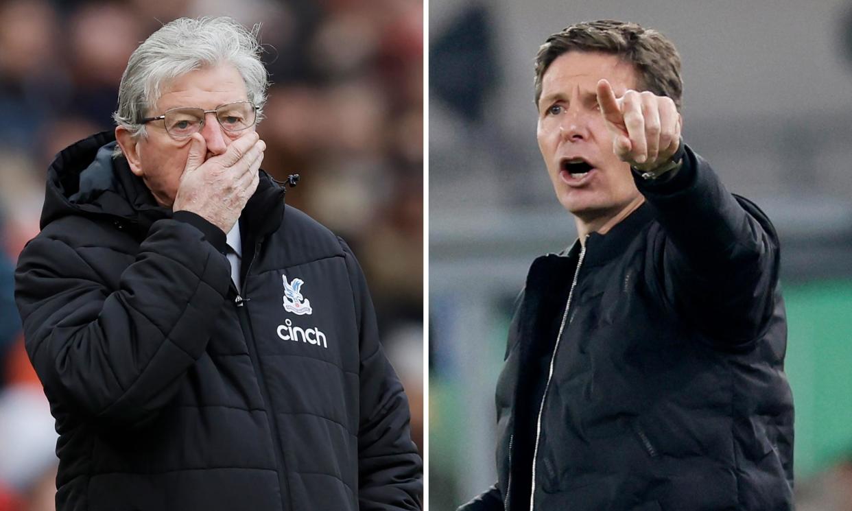 <span>Roy Hodgson is expected to depart Crystal Palace, who are in talks with the Austrian manager Oliver Glasner.</span><span>Composite: Tom Jenkins/The Guardian; Reuters</span>