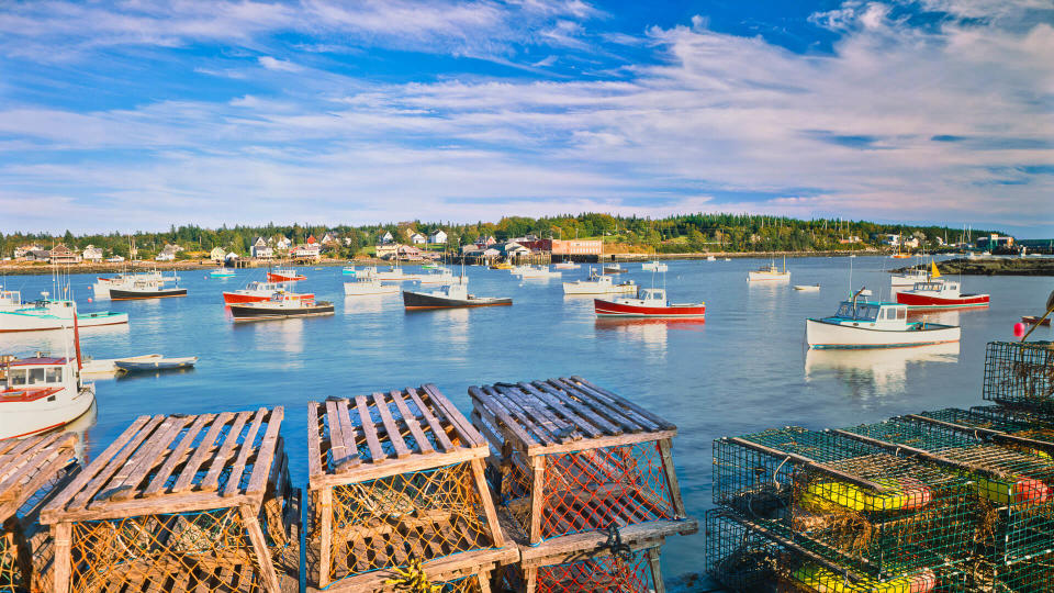 Bass Harbor in Maine with fishing boats