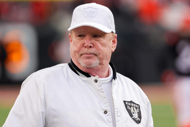 CINCINNATI, OHIO - JANUARY 15: Owner Mark Davis of the Las Vegas Raiders looks on before the AFC Wild Card playoff game against the Cincinnati Bengals at Paul Brown Stadium on January 15, 2022 in Cincinnati, Ohio. (Photo by Dylan Buell/Getty Images)
