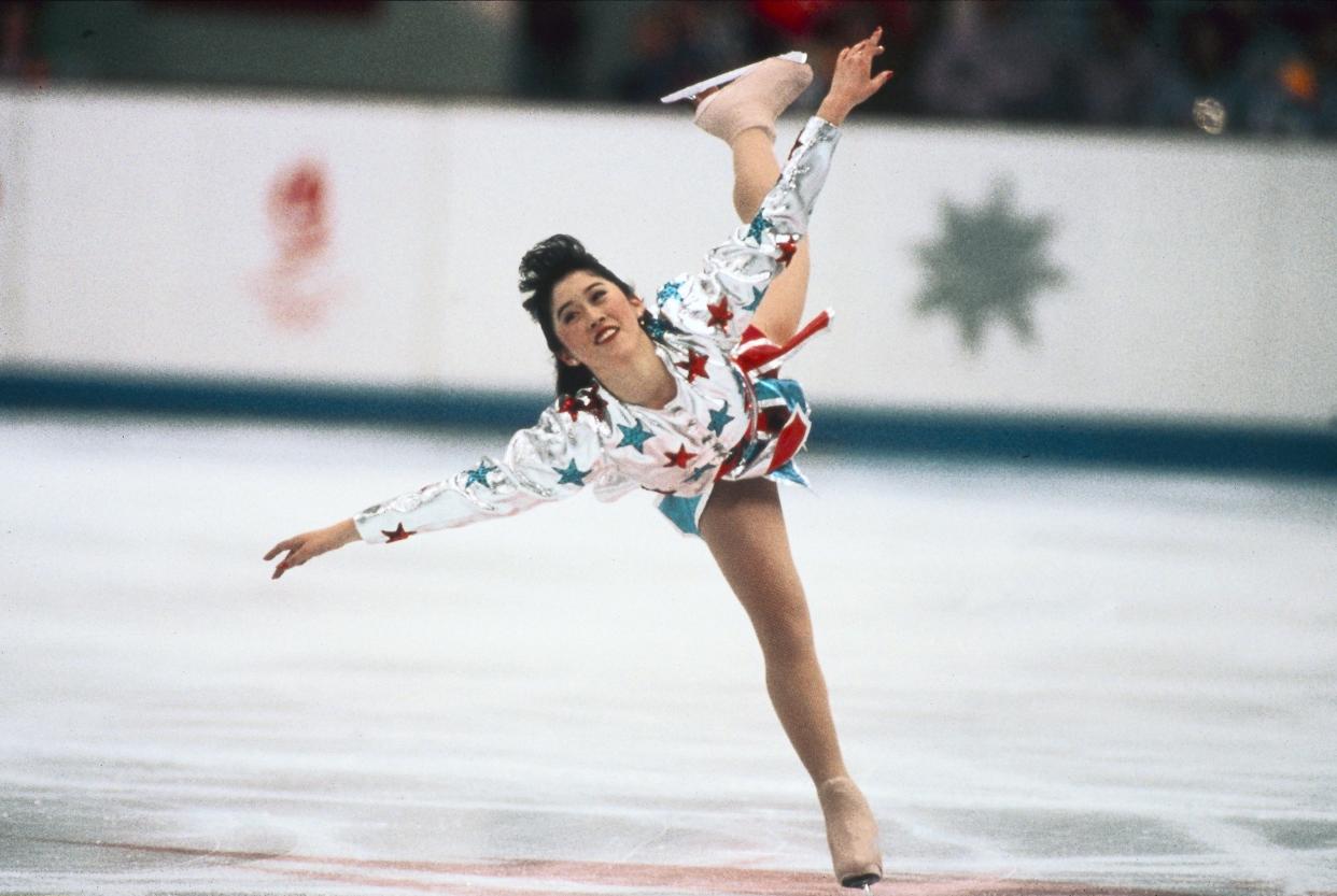 Kristi Yamaguchi during an exhibition skate at the 1992 Olympics, where she won the gold medal in the ladies singles event. (Photo: ullstein bild via Getty Images)