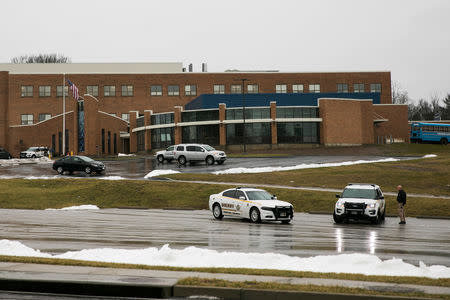 FILE PHOTO: Sheriff's deputies guard in front of Covington Catholic High School in Park Hills, Kentucky, U.S., January 23, 2019. REUTERS/Madalyn McGarvey