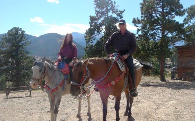 Rebecca Barrett and her husband go horseback riding in Colorado