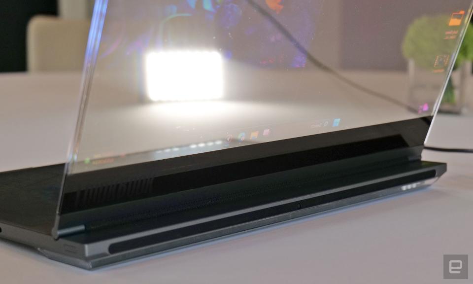 <p>In-person photos of Lenovo's new concept device -- Project Crystal -- which the company claims is the world's first laptop with a transparent micro LED display.</p>
