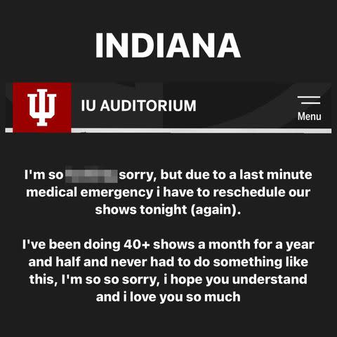 <p>Matt Rife/Instagram</p> Matt Rife apologizes to fans on his Instagram Stories