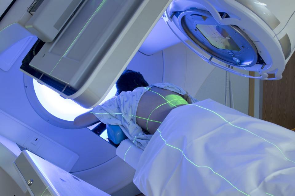 Patients need to stay still during radiotherapy to ensure the beam stays on course. <a href="https://www.gettyimages.com/detail/photo/woman-receiving-radiation-therapy-radiotherapy-royalty-free-image/652842746" rel="nofollow noopener" target="_blank" data-ylk="slk:Mark Kostich/iStock via Getty Images Plus;elm:context_link;itc:0;sec:content-canvas" class="link ">Mark Kostich/iStock via Getty Images Plus</a>