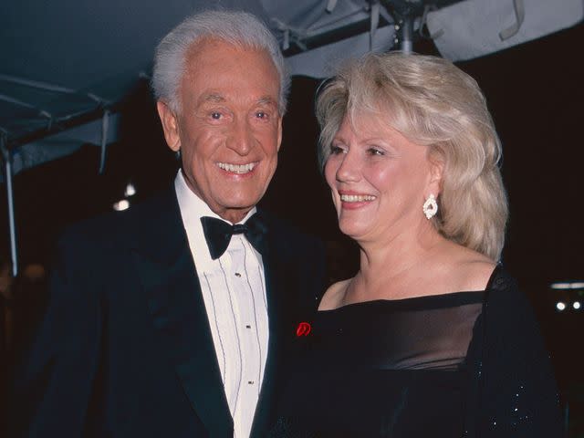 <p>Henry McGee/MediaPunch/Alamy</p> Bob Barker and Nancy Burnet attend the 29th Annual Daytime Emmy Awards in May 2002