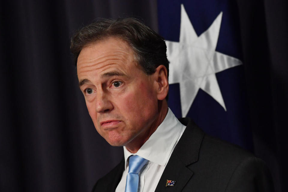 Australia's Health Minister Greg Hunt is pictured.