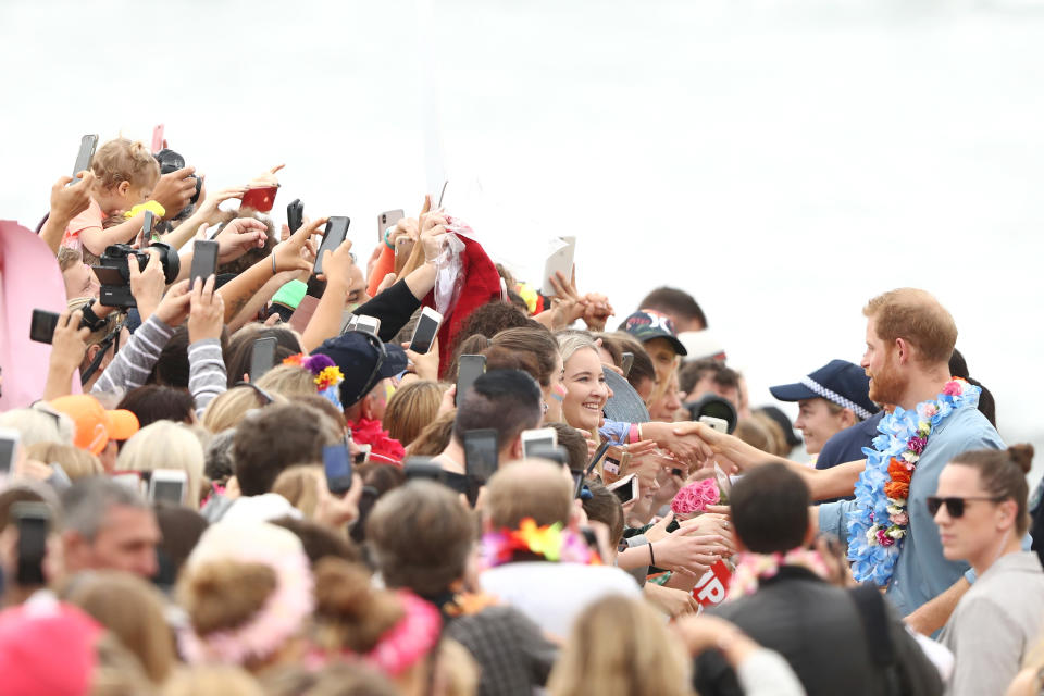 Harry meets locals at Bondi. Photo: Getty