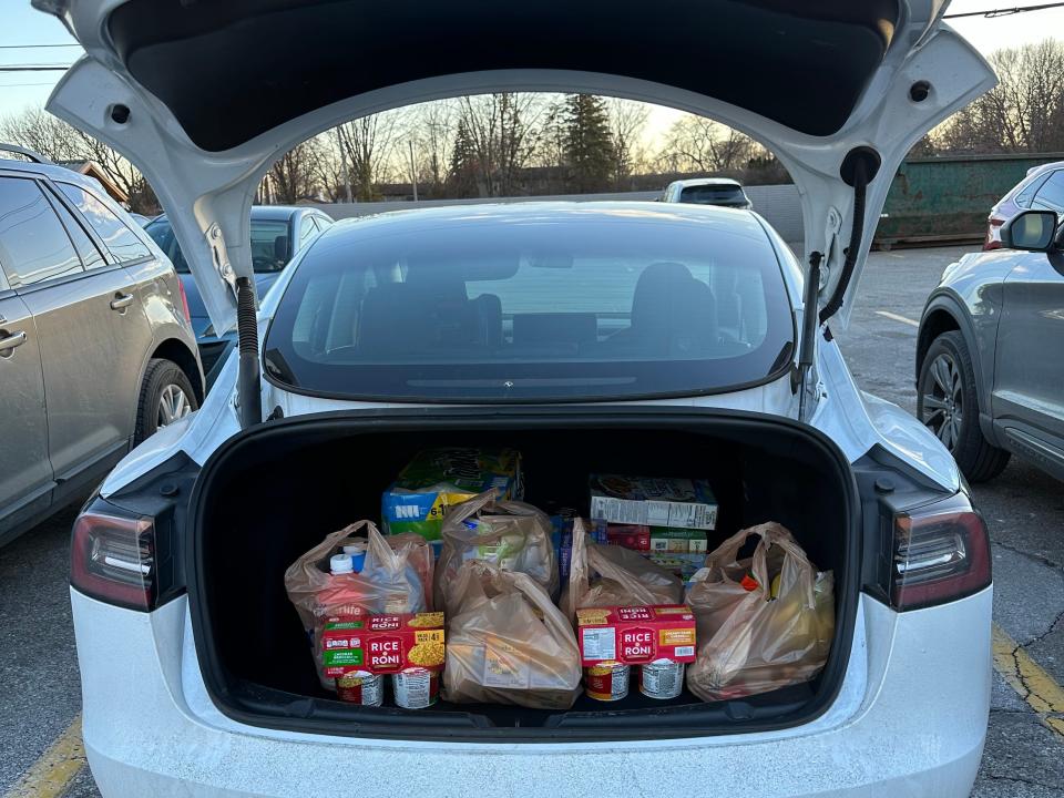 Tesla Model 3 trunk full of groceries