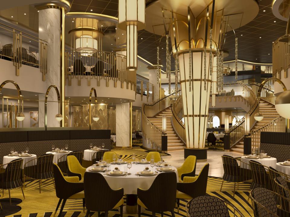 A rendering of Adora Cruises' Adora Magic City's  main restaurant