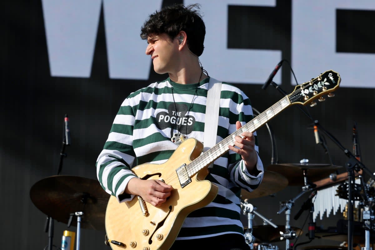 Ezra Koenig of Vampire Weekend performs at Coachella in Indio, California, on 13 April 2024 (Amy Sussman/Getty)