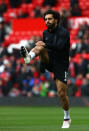 <p>Liverpool’s Mohamed Salah warms up </p>