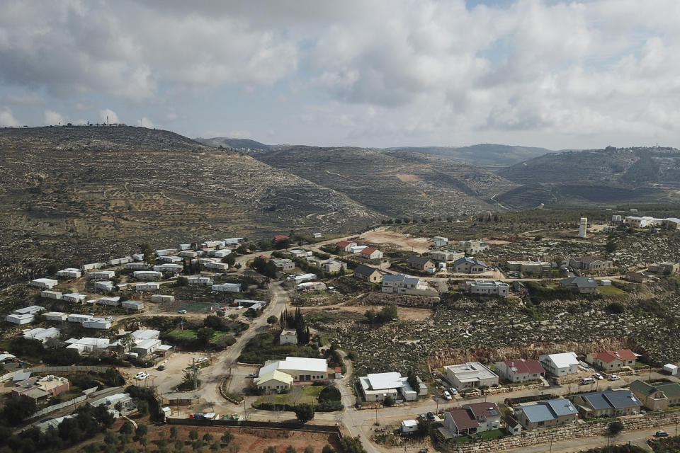 A view of the West Bank Jewish outpost of Givat Harel, Thursday, Feb. 16, 2023. Israel's new ultranationalist government declared last week that it would legalize 10 unauthorized outposts in the occupied West Bank. The rare move intensified the country's defiance of international pressure and opened an aggressive new front of Israeli expansion into the West Bank, which Israel captured in the 1967 Mideast war. (AP Photo/Sam McNeil)