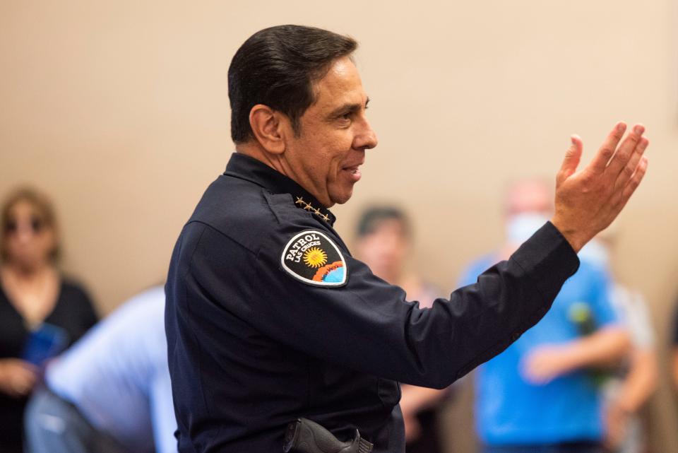 Miguel Dominguez, the Las Cruces Chief of Police, speaks during a public safety forum at Las Cruces Home Builders Association Event Hall on Thursday, June 2, 2022. 