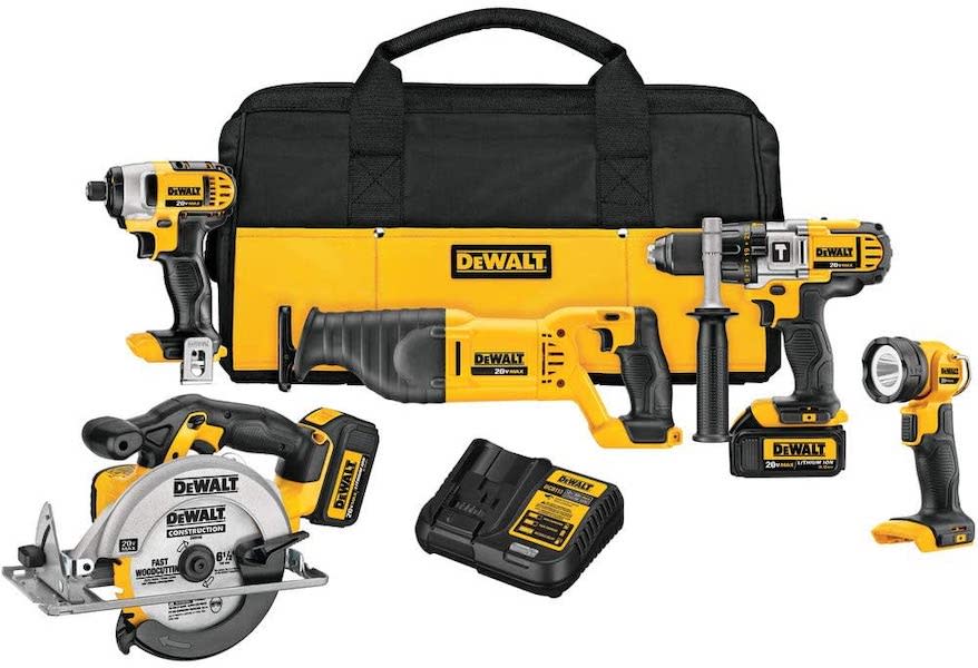 Save $334 on this set of 5 power tool essentials by DeWalt. (Photo: Amazon)