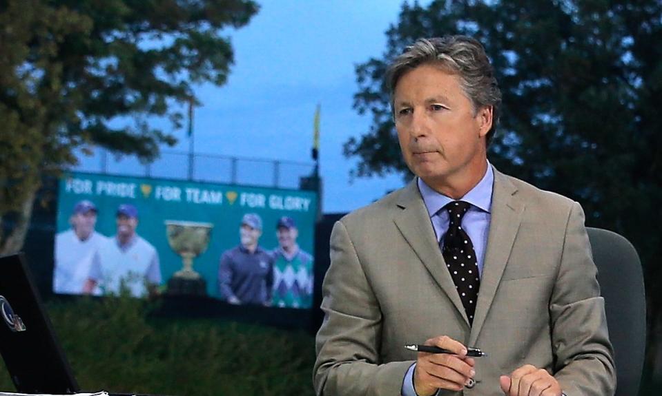 DUBLIN, OH - OCTOBER 04: Brandel Chamblee is seen on the set of The Golf Channel during the second day of play at the Presidents Cup on October 4, 2013 in Dublin, Ohio. (Photo by Scott Halleran/Getty Images)