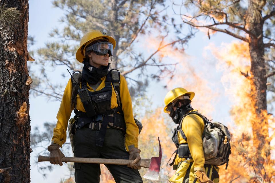 Hannah (Angelina Jolie) is haunted by a firefighting mission gone terribly wrong in "Those Who Wish Me Dead."