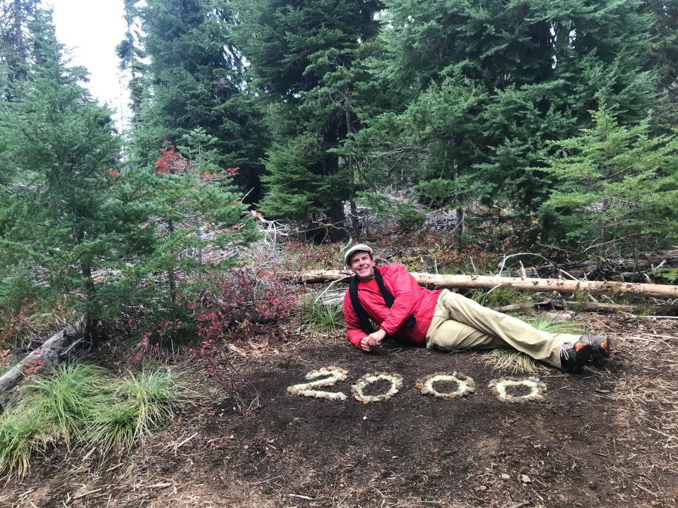 Robb Campbell reaches mile 2,000 on his journey hiking the Pacific Crest Trail. Courtesy of Robert Campbell