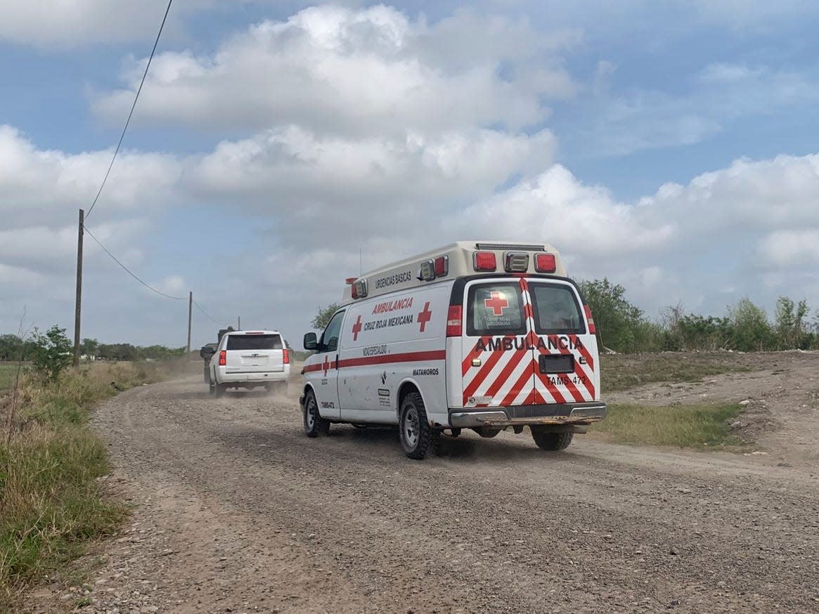 A Mexican Red Cross ambulance transports two Americans found alive after their abduction in Mexico last week, in Ejido Longoreno, on the outskirts of Matamoros, Mexico, Tuesday, March 7, 2023.