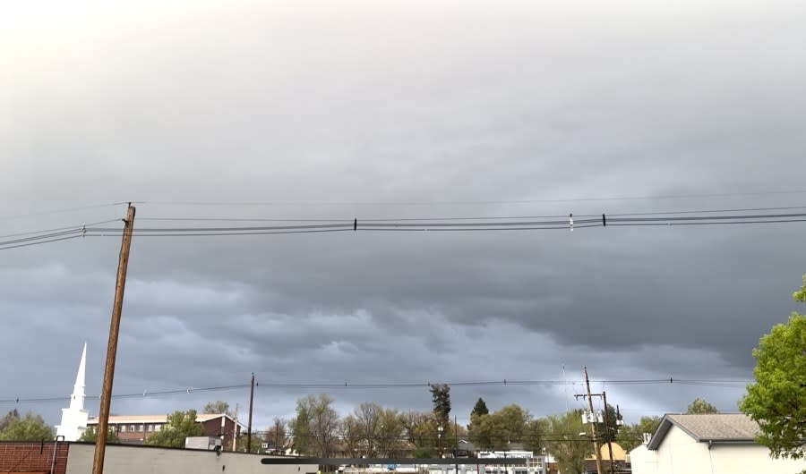 Storm clouds are seen near South Broadway in Englewood on April 26, 2024. (Brooke Williams)