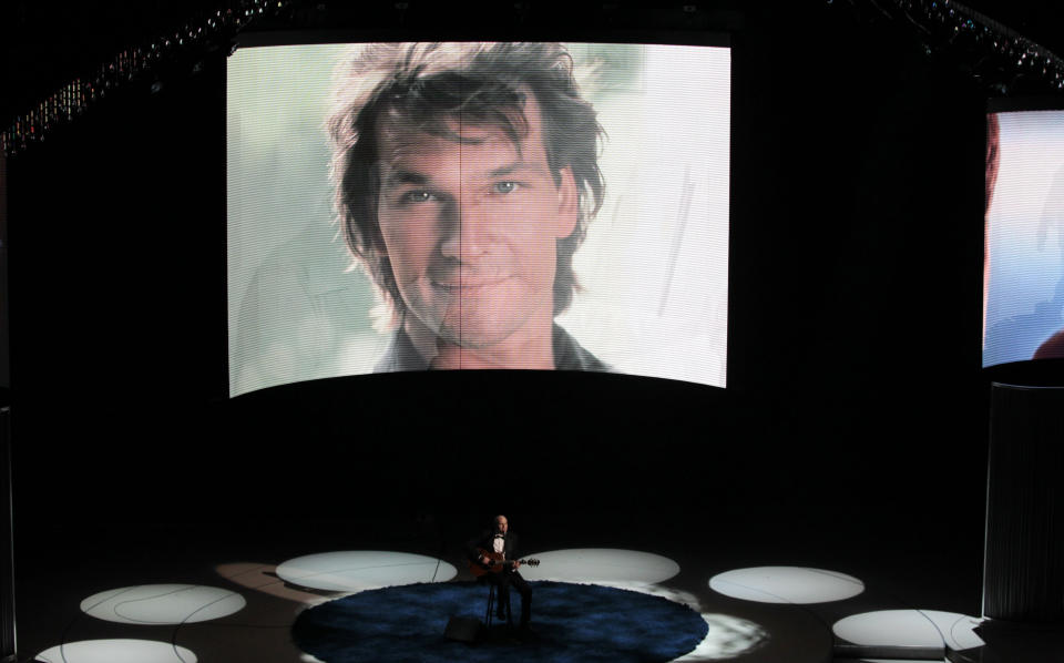 Patrick Swayze on screen at the Oscars. Source: Reuters