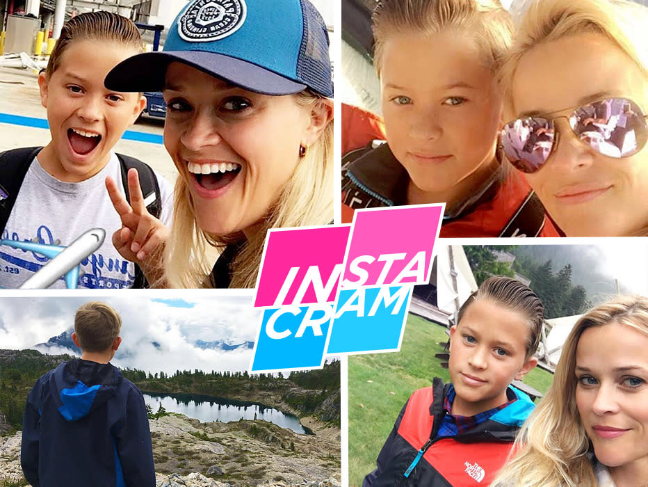 Reese Witherspoon threw it back to her 2014 movie “Wild” this week when she took her 12-year-old son, Deacon, for a few days of rest and relaxation in British Columbia. The “Legally Blonde” star traded the director’s chair and red carpets for tents and a whole lot of greenery. (Photo: Instagram)