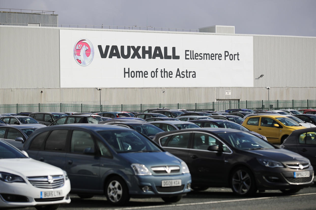 ELLESMERE PORT, ENGLAND - MARCH 06:  A view Vauxhall's assembly plant in Ellesmere Port on March 6, 2017 in Ellesmere Port, England. French car giant PSA Group have announced today the acquisition of General Motors' European, which includes the Opel and Vauxhall brands for 2.2 billion euros (GBP 1.9bn). The sale includes UK based Vauxhall which has assembly plants in Luton and Ellesmere Port.  (Photo by Christopher Furlong/Getty Images)