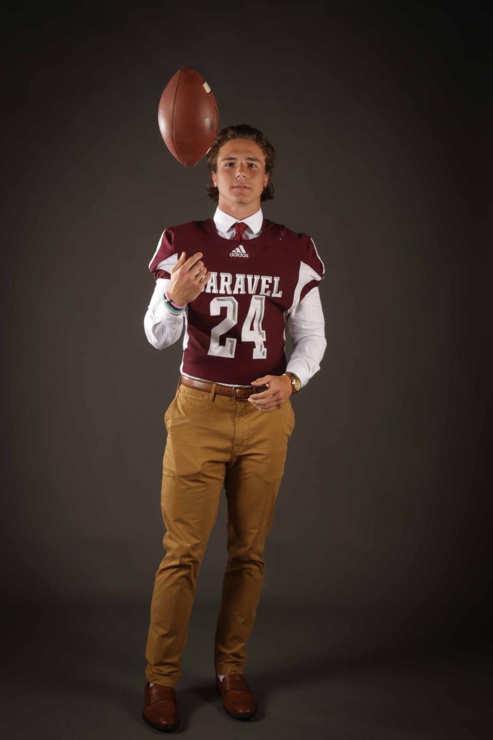 Caravel Academy football player Ethan Potter poses for a portrait at The News Journal's High School Football Media Day Friday, Aug. 9, 2019, at The News Journal offices.