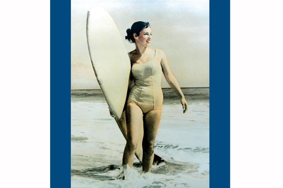 The real Gidget: surf pioneer and icon Kathy Zuckerman emerging from the waves in Malibu