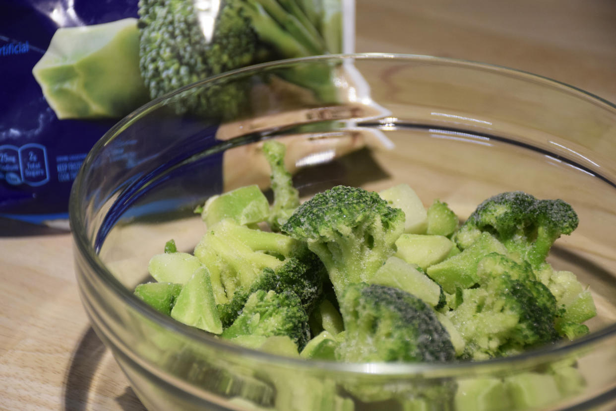 Don’t let frozen broccoli sit in the fridge or on the countertop to thaw — it'll get soggy. (Vidya Rao)