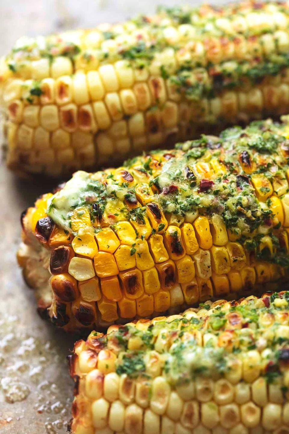 Grilled Corn on the Cob With Chimichurri Butter From Creme De La Crumb