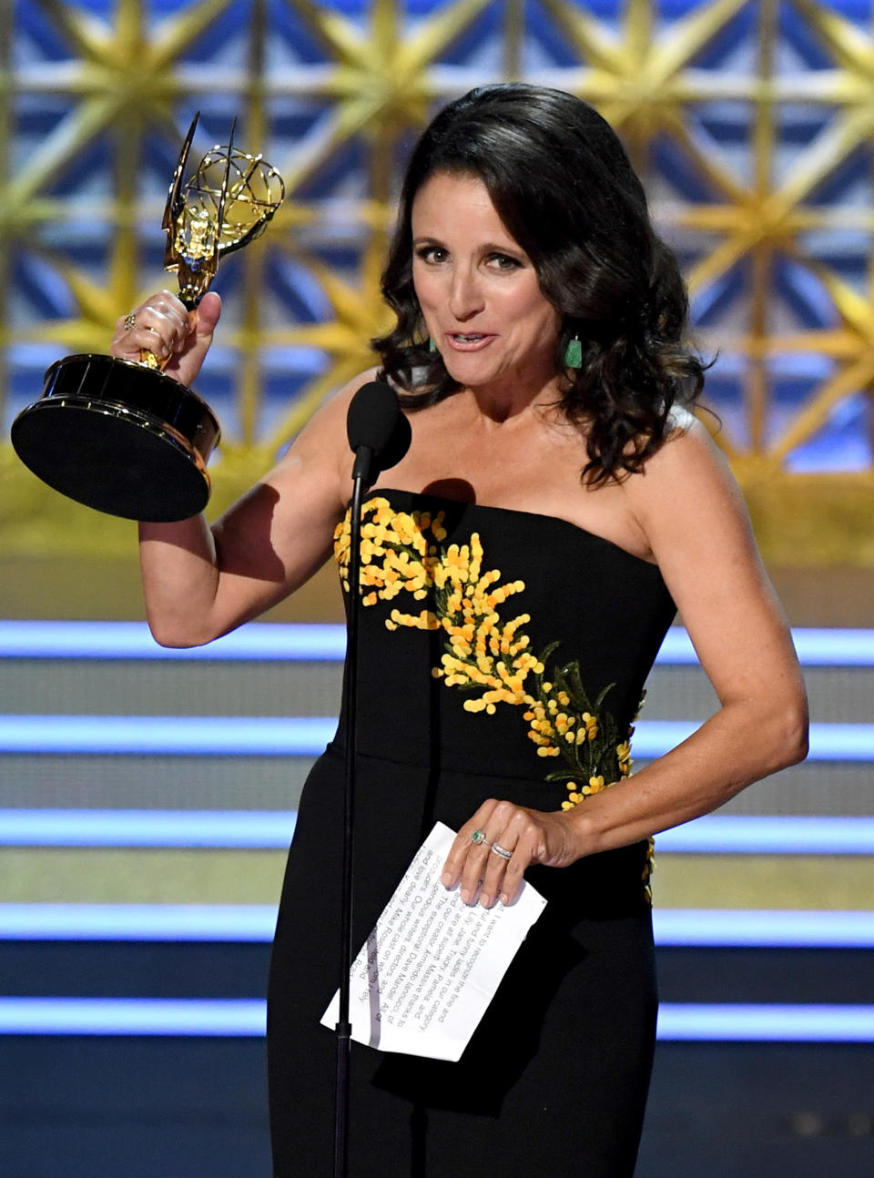 Actor Julia Louis-Dreyfus accepts Outstanding Lead Actress in a Comedy Series for "Veep" onstage during the 69th Annual Primetime Emmy Awards at Microsoft Theater on Sept. 17, 2017 in Los Angeles, California.&nbsp;