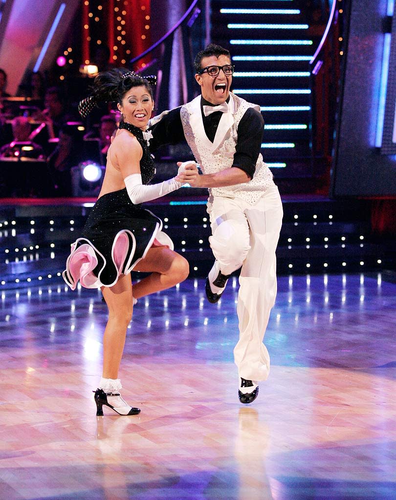 Kristi Yamaguchi and Mark Ballas perform a dance on the sixth season of Dancing with the Stars.