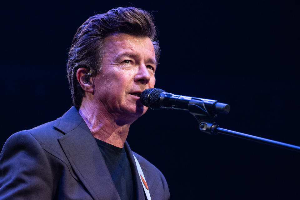 LONDON, ENGLAND - NOVEMBER 01: Rick Astley performs at Royal Albert Hall on November 01, 2023 in London, England. (Photo by Lorne Thomson/Redferns)