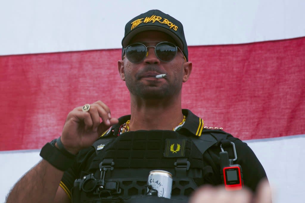 Proud Boys leader Enrique Tarrio during a rally in Portland (AP)