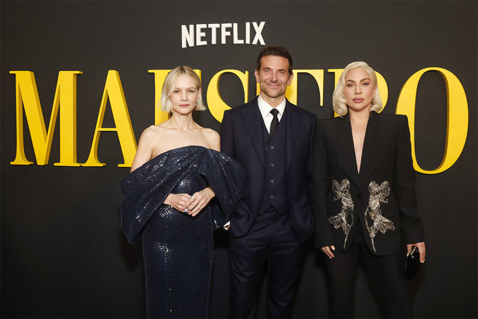 Carey Mulligan, Bradley Cooper, and Lady Gaga attend Netflix's Maestro LA special screening at Academy Museum of Motion Pictures on December 12, 2023 in Los Angeles, California.