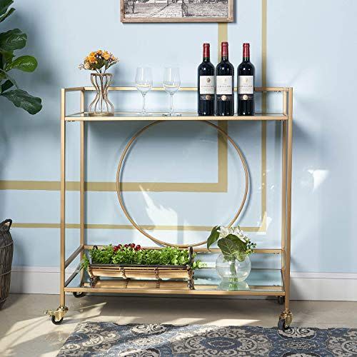 7) RiteSune Bar Cart with Mirrored Shelves