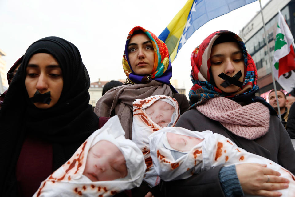 Solidarity protest for Aleppo’s victims in Sarajevo, Bosia