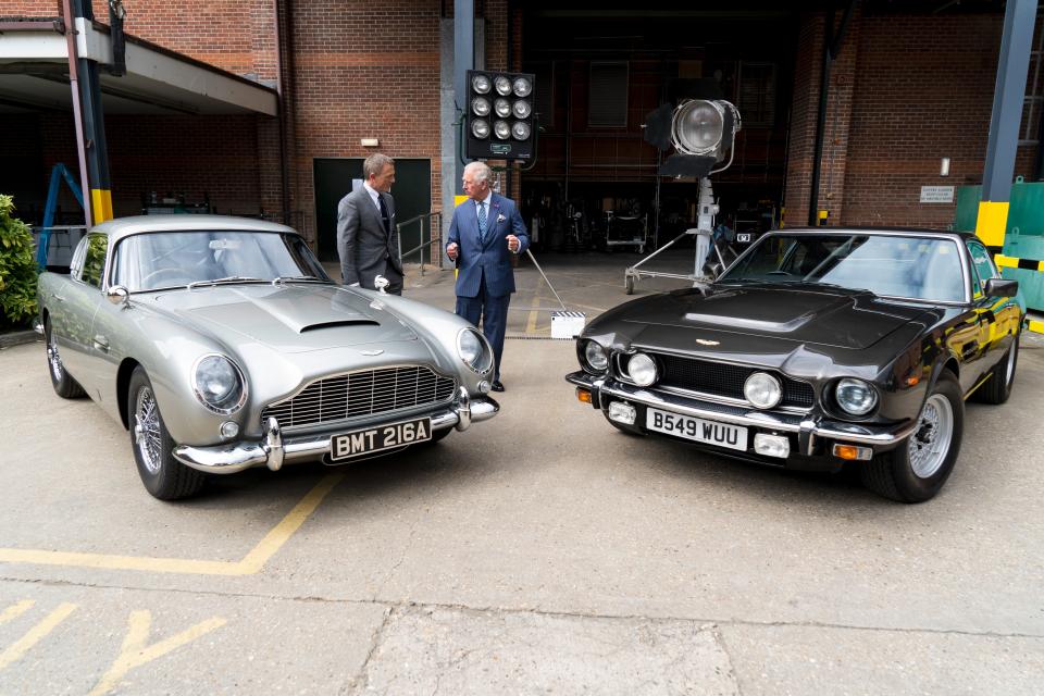 The Prince of Wales got an up-close look at Bond's swanky cars.