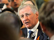 <p>Simon Crean during the press conference where he said he wanted Kevin Rudd to challenge for the Labor leadership.</p>