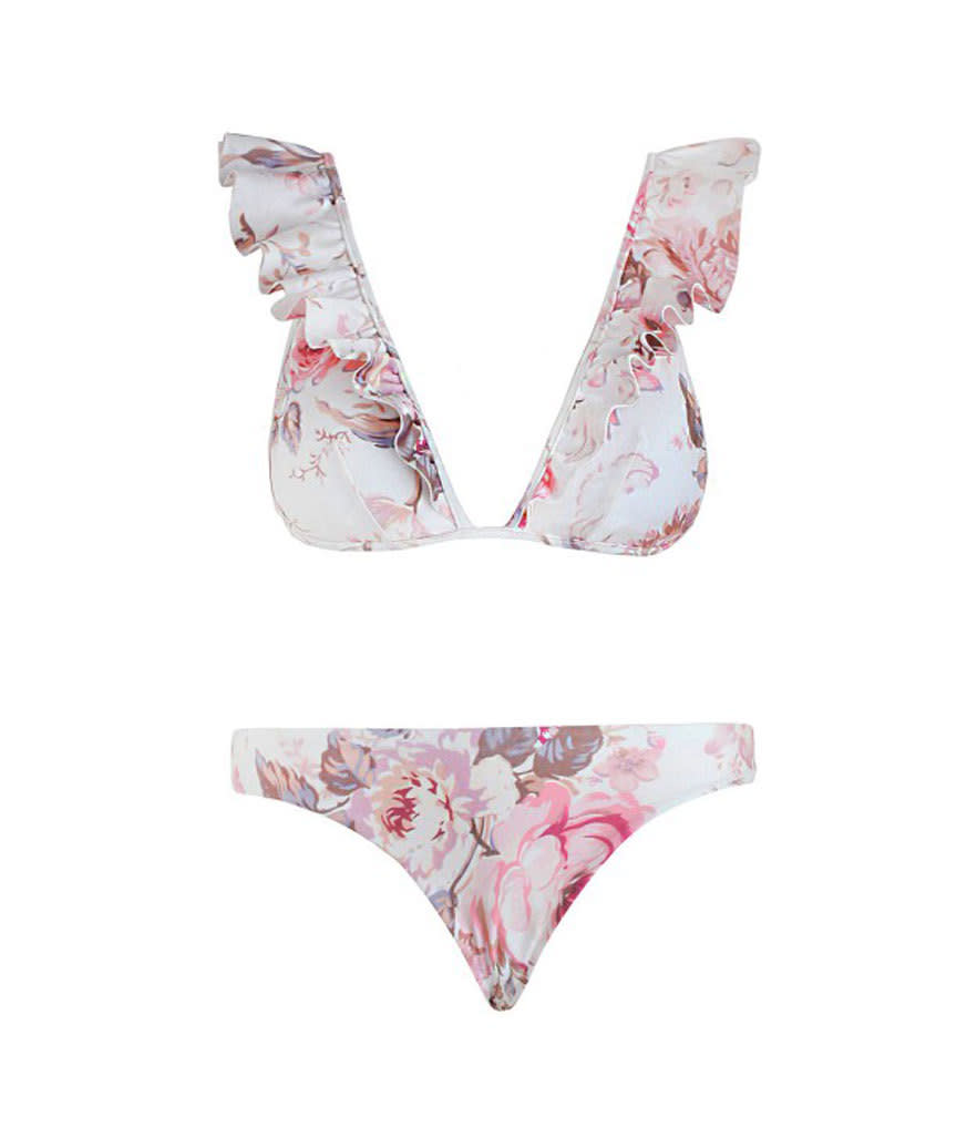Zimmermann’s sweet floral bikini is a lovely, feminine way to try the trend.