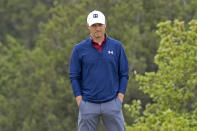 FILE - Jordan Spieth waits his turn to putt during the third round of the Valero Texas Open golf tournament in San Antonio, in this Saturday, April 3, 2021, file photo. Spieth will try to complete the career Grand Slam next week at the PGA Championship. (AP Photo/Michael Thomas, File)
