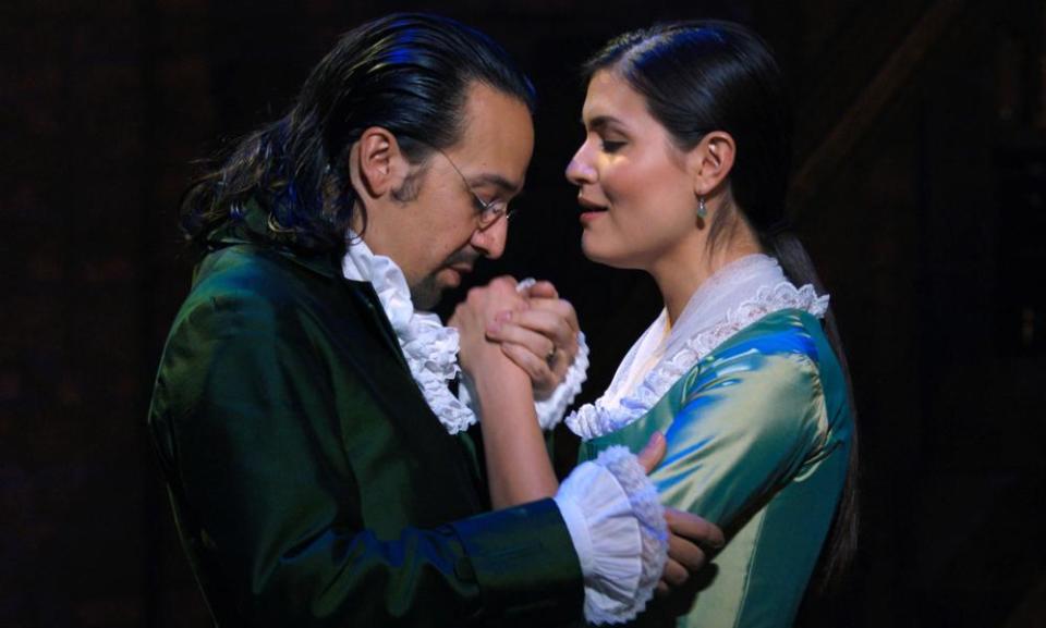 Lin-Manuel Miranda and Phillipa Soo in Hamilton.